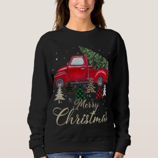 Red Truck mit Buffalo Kariert und Leopard Weihnach Sweatshirt