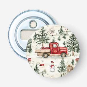 Red Truck mit Geschenken und Schneemann Flaschenöffner