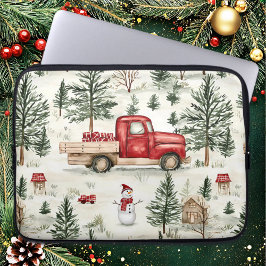 Red Truck mit Geschenken und Schneemann Laptopschutzhülle