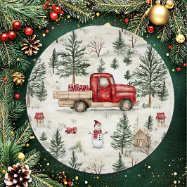 Red Truck mit Geschenken und Schneemann Schneidebrett