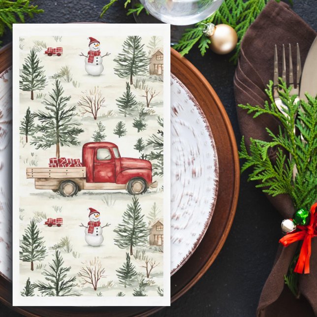 Red Truck mit Geschenken und Schneemann Serviette (Von Creator hochgeladen)