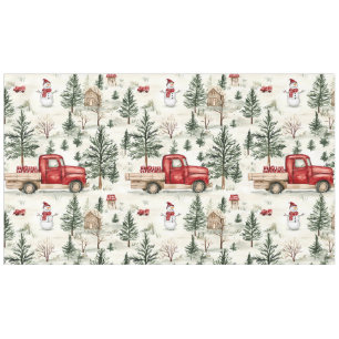 Red Truck mit Geschenken und Snowman Grosser Tischdecke