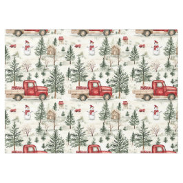 Red Truck mit Geschenken und Snowman Medium Tischdecke