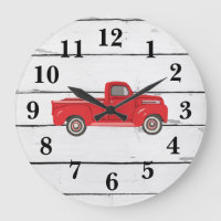 Red Truck Rustikale Schifffahrt Große Uhr
