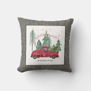 Red Truck Schwarz-weiß Buffalo Karo Bauernhof Kissen