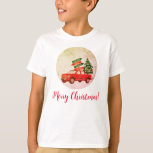Red Truck Tree Familie Vintag Frohe Weihnachtskids T-Shirt