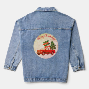Red Truck Trendy Modern Frohe Weihnachten Jeansjacke