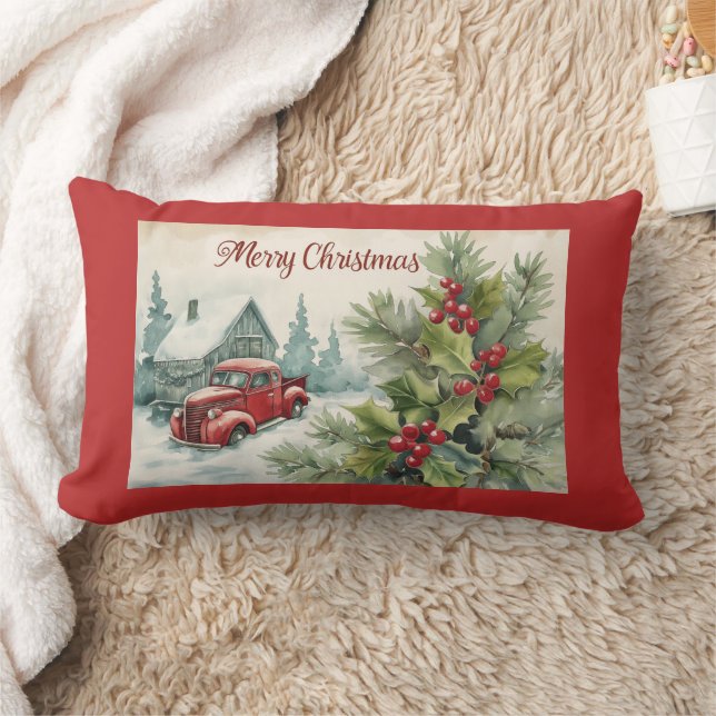 Red Truck Vintage Weihnachten Lendenkissen (Decke)