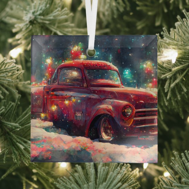 Red Truck Weihnachten Ornament Aus Glas (Insitu)