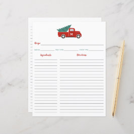 Red Truck Weihnachts Rezept Card Binder Beilage