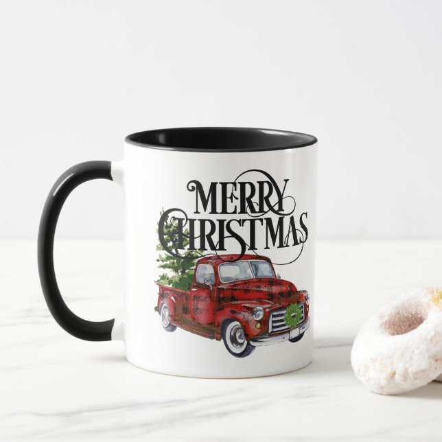 Red Truck Weihnachts-Tasse Tasse (Mit Donut)
