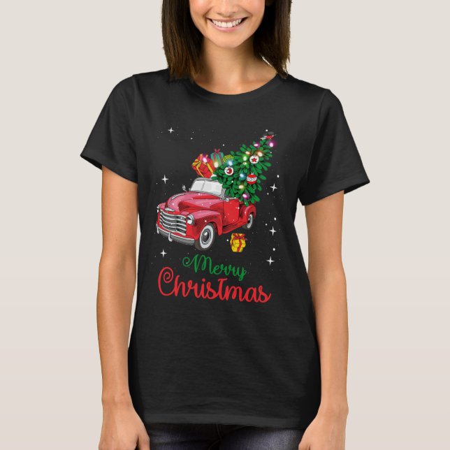 Red Truck Weihnachtsbaum T-Shirt (Vorderseite)