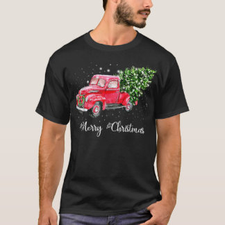 Red Truck Weihnachtsbaum Vintager Roter Lieferwage T-Shirt