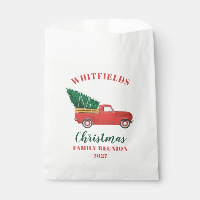 Red Truck Weihnachtsfamilie Wiedersehen Custom Geschenktütchen (Vorderseite)