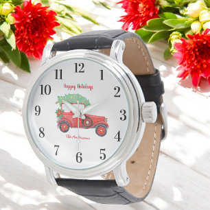 Red Truck Weihnachtsfeiertag Armbanduhr