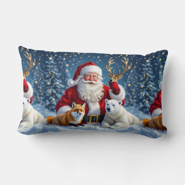 Red Truck with Tree Christmas Throw Pillow Lendenkissen (Rückseite)