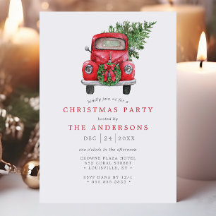 Red Truck Wreath Weihnachten Party Einladung