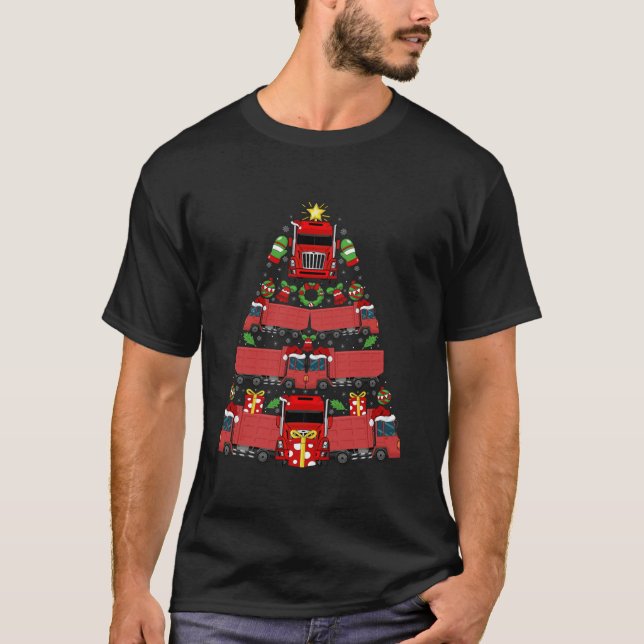 Red Truck Xmas Dekoration Santa Red Truck Christma T-Shirt (Vorderseite)