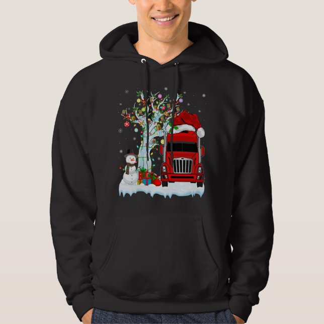 Red Truck Xmas Tree Lighting Weihnachtsmannmütze R Hoodie (Vorderseite)