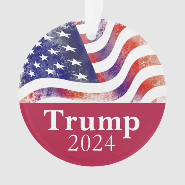 Red Trump 2024 verblasste amerikanische Flaggenkam Ornament (Vorderseite)