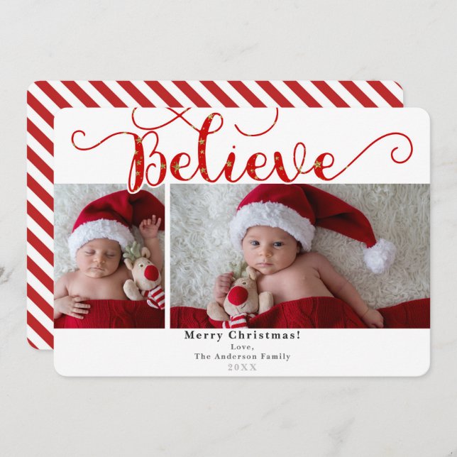 Red Trust Weihnachtsfeiertag 2 Fotos Foto Einladung (Vorne/Hinten)