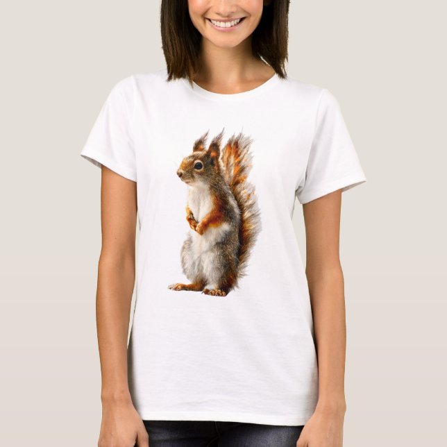 Red Tufted Squirrel Portrait Women T-Shirt (Vorderseite)