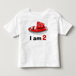 Red Tugboat Birthday Age 2 Kleinkind T-shirt
