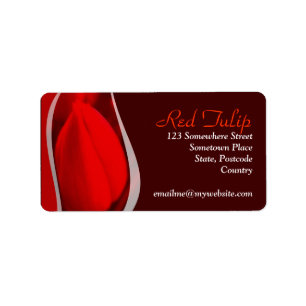 Red Tulip Address Label Adressaufkleber