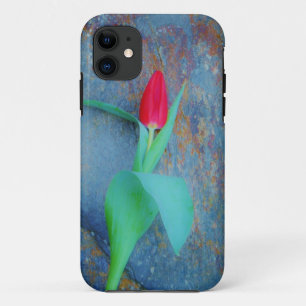 Red Tulip auf Blue Gray Slate Case-Mate iPhone Hülle