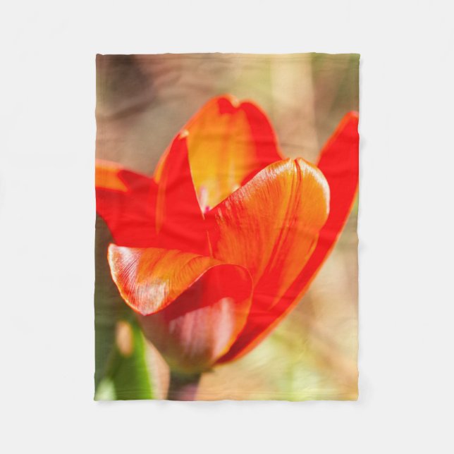 Red Tulip Blossom Fleecedecke (Vorderseite)