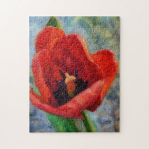 Red Tulip Blume Art Puzzle