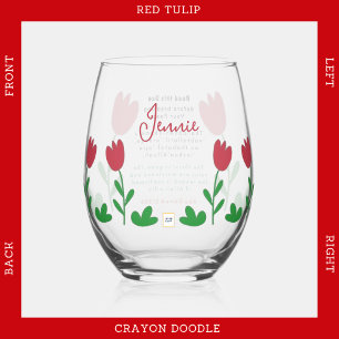 Red Tulip Blume Crayon Doodles mit Iftar Dua Weinglas Ohne Stiel
