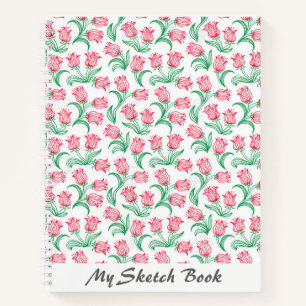 Red Tulip Design Blank Artist Spiral Sketch Buch