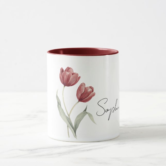Red Tulip Flowers Tasse (Zentrum)