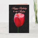 Red Tulip Happy Birthday Sister Karte<br><div class="desc">Sie können Ihre Fotos personalisieren,  den Text ändern und hochladen. "Liebste Schwester,  Ihre Schönheit,  Liebe und Gnade sind fröhliche Geschenke für alle zu schätzen. Ich habe so viel Glück,  dass du mein Cousin bist! Hoffe,  dein Geburtstag ist so wunderbar wie du! Viel Liebe!"</div>