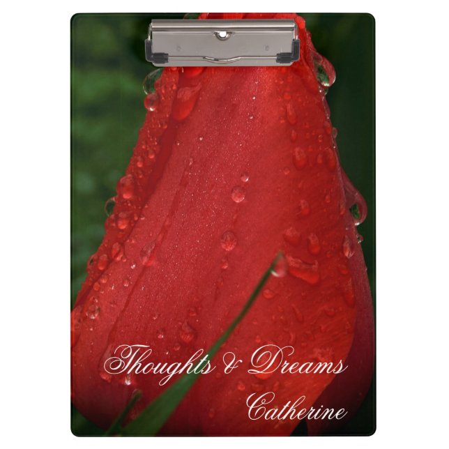 Red Tulip Macro Photo Floral Nature Art Clipboard Klemmbrett (Vorderseite)