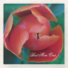 Red Tulip Macro Photo Personalized Coaster Glasuntersetzer