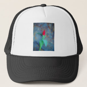 Red Tulip on Blue Grey Slate Truckerkappe