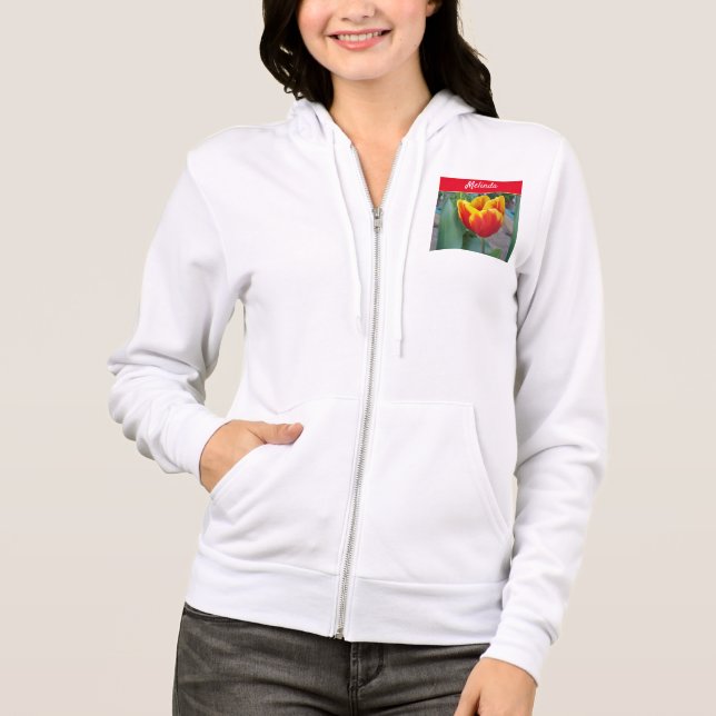 Red Tulip Red Womans Customizable Name Sweatshirt (Vorderseite)