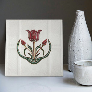 Red Tulip Wall Deco, Jugendstil Art Deco Gibbons Fliese