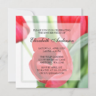 Red Tulips 80. Geburtstagsparty Einladung