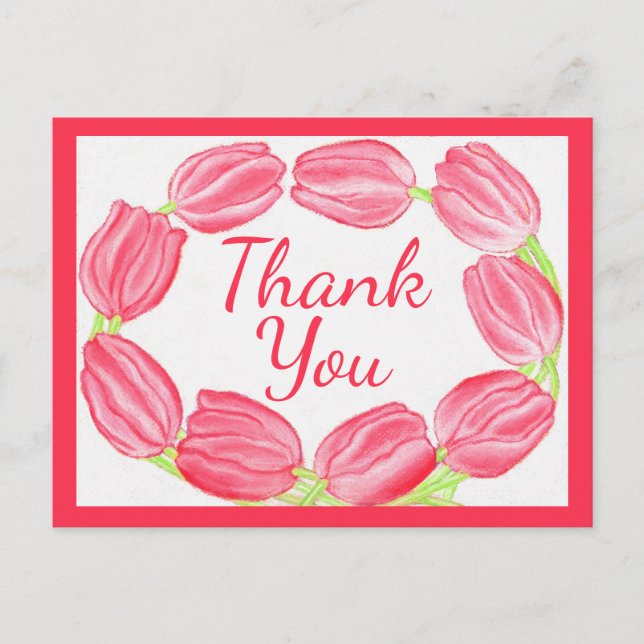 Red Tulips Border ~Danke Karte (Vorderseite)