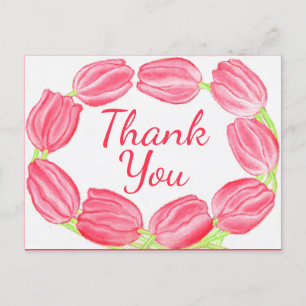 Red Tulips Border ~Danke Karte