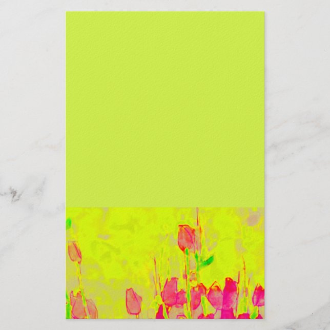 Red Tulips Border Yellow Green Stationery Briefpapier (Vorderseite)