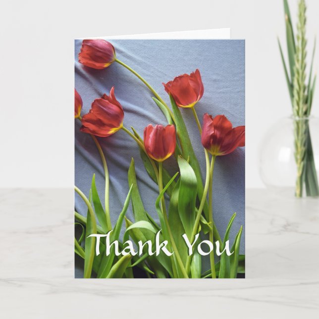 Red Tulips Custom Vielen Dank Gruß Karten (Vorderseite)