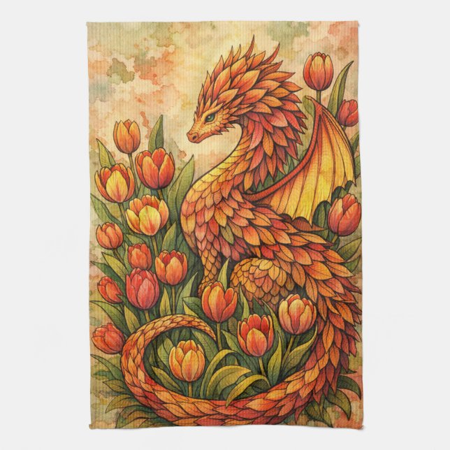 Red Tulips Dragon Spring Dragons                   Geschirrtuch (Vertikal)