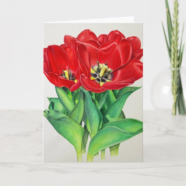 Red Tulips Feiertagskarte (Vorderseite)