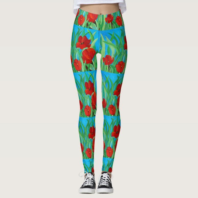 Red Tulips Leggings (Vorderseite)