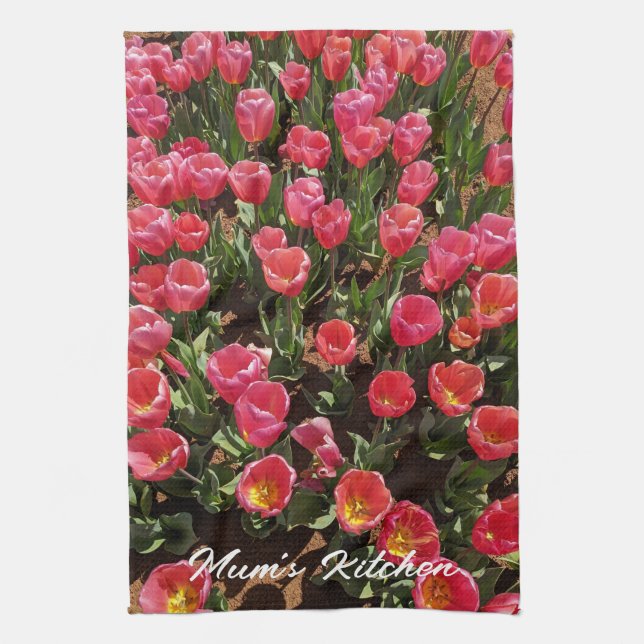 Red Tulips Mum's Kitchen Tea Handtuch (Vertikal)