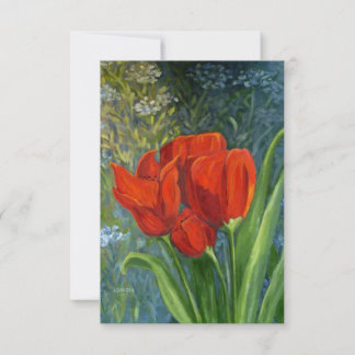 Red Tulips Note Card - Original Art - Leere Innens Dankeskarte